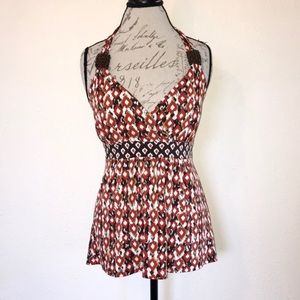 APT. 9 | Southwest Print Beaded Straps Halter Top